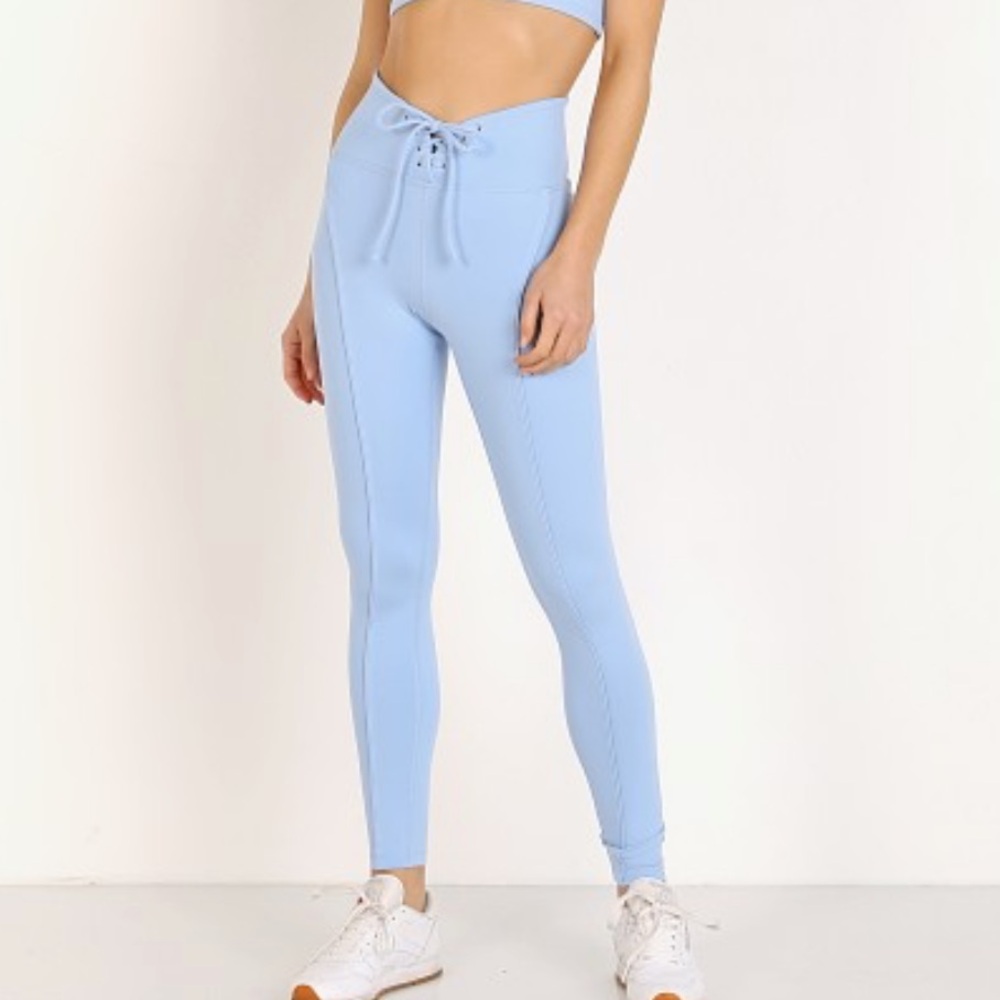 Year of Ours Blue Lace-Up Football Leggings
